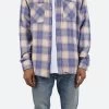 Metal Button Flannel - Blue/Yellow