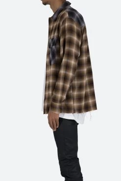Mismatch Flannel Shirt - Brown/Grey -clothing Mismatch Flannel Shirt BrownGrey 5