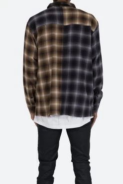 Mismatch Flannel Shirt - Brown/Grey -clothing Mismatch Flannel Shirt BrownGrey 6