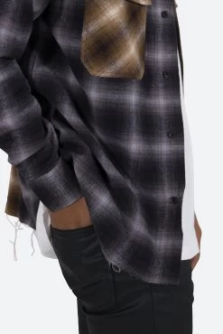 Mismatch Flannel Shirt - Brown/Grey -clothing Mismatch Flannel Shirt BrownGrey 7