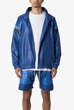 Mock Neck Nylon Jacket - Navy -clothing Mock Neck Nylon Jacket Navy 3