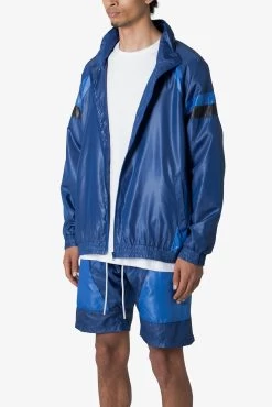 Mock Neck Nylon Jacket - Navy -clothing Mock Neck Nylon Jacket Navy 4