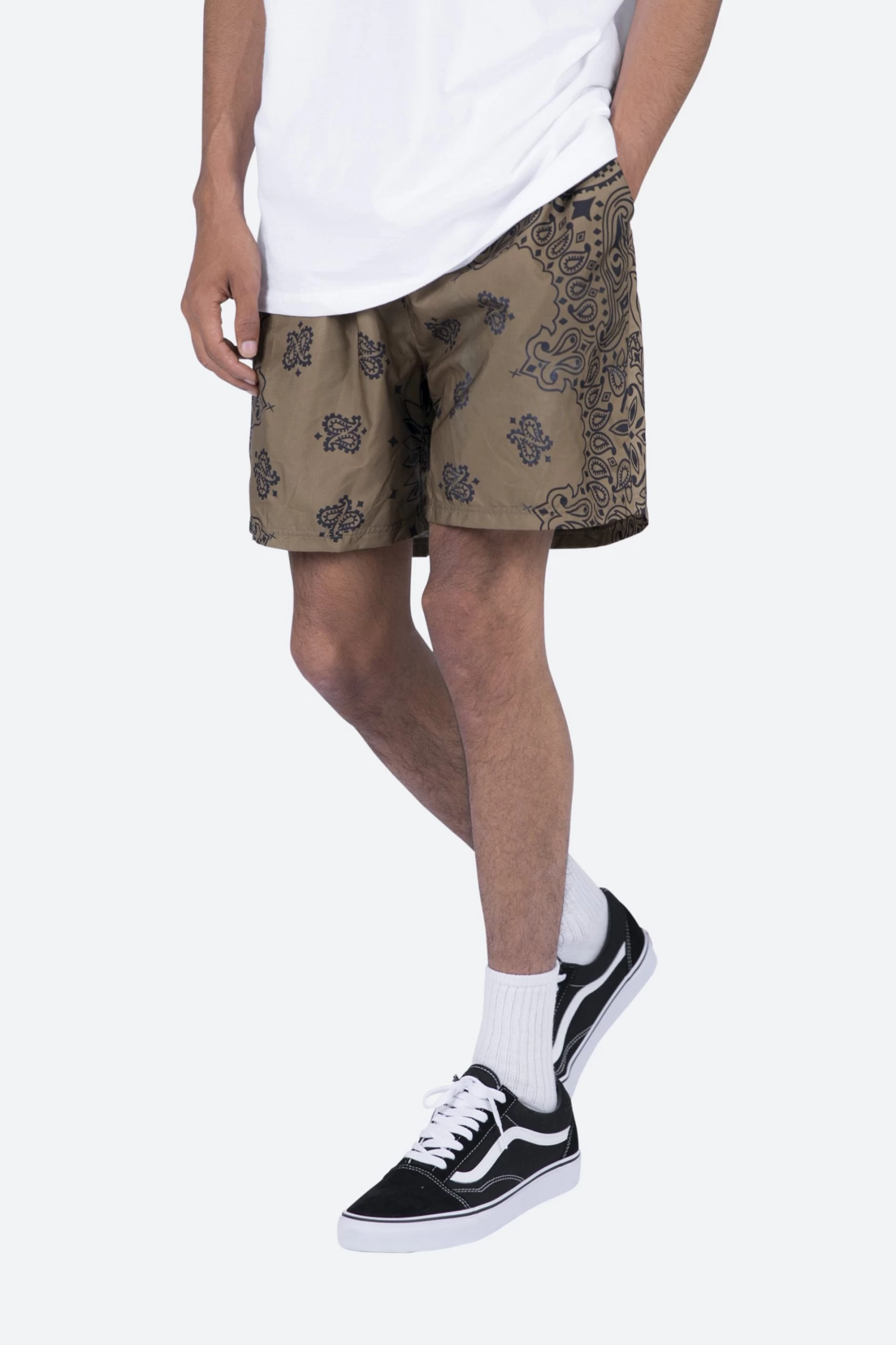 Nylon Paisley Shorts - Brown 4 Nylon Paisley Shorts - Brown - Image 2