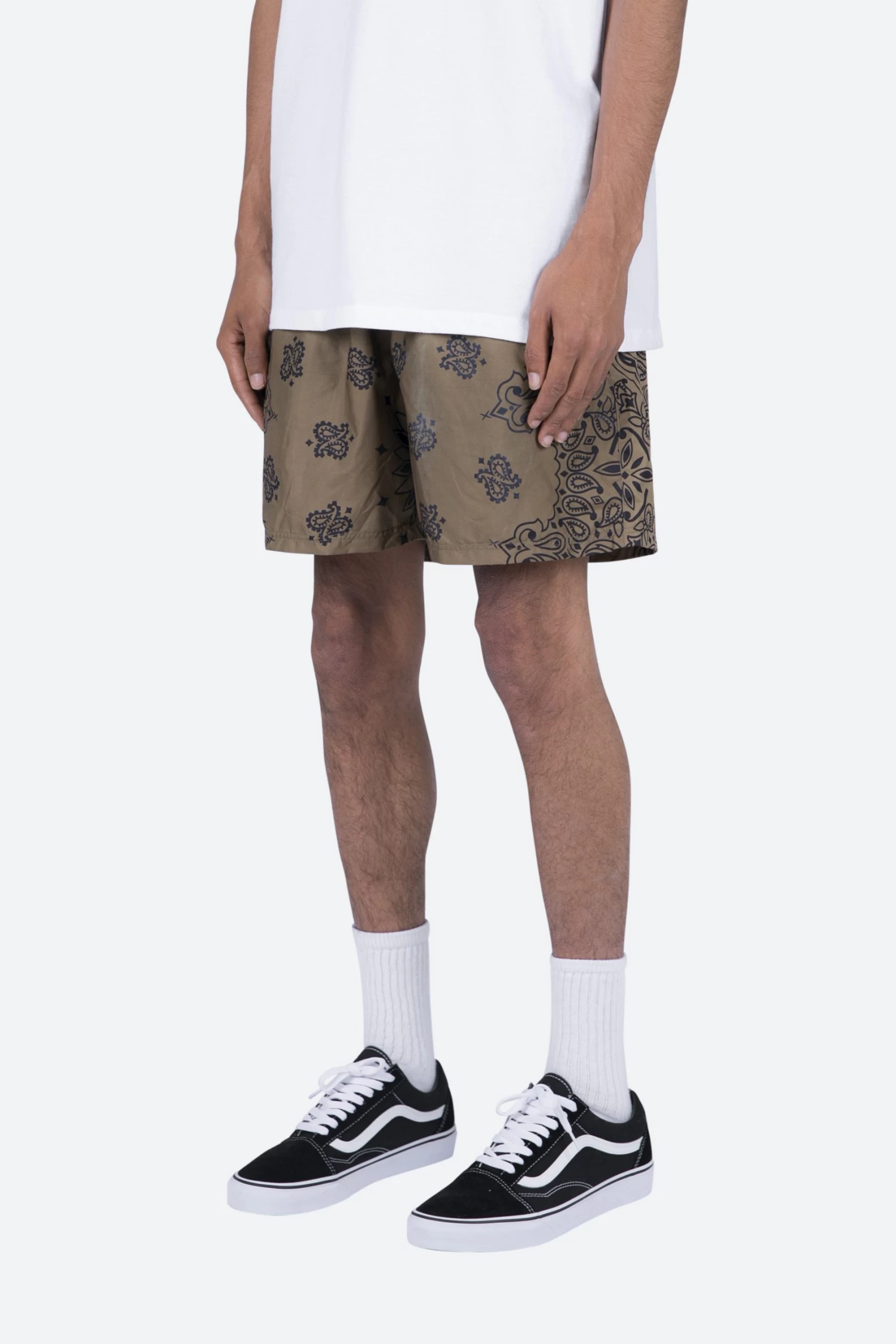 Nylon Paisley Shorts - Brown 6 Nylon Paisley Shorts - Brown - Image 4