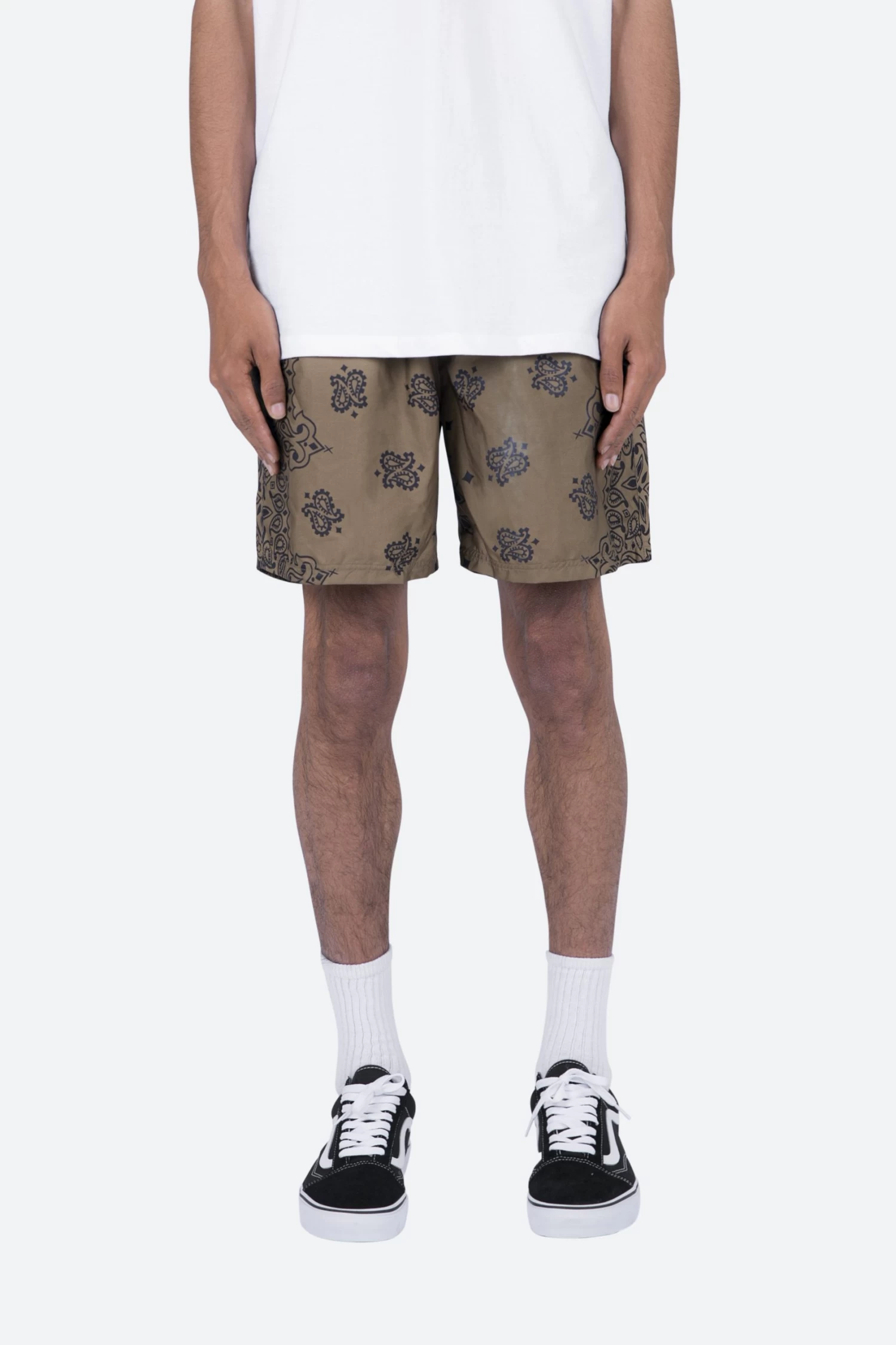 Nylon Paisley Shorts - Brown 3 Nylon Paisley Shorts - Brown