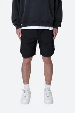 Nylon Side Cargo Shorts - Black