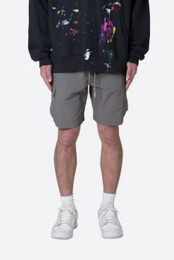 Nylon Side Cargo Shorts - Grey
