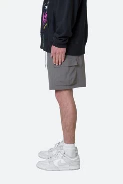 Nylon Side Cargo Shorts - Grey -clothing Nylon Side Cargo Shorts Grey 5