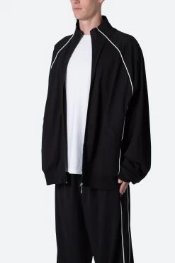 Oversized Jersey Track Jacket - Black/White -clothing Oversized Jersey Track Jacket BlackWhite 4