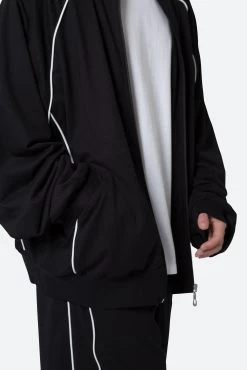 Oversized Jersey Track Jacket - Black/White -clothing Oversized Jersey Track Jacket BlackWhite 8