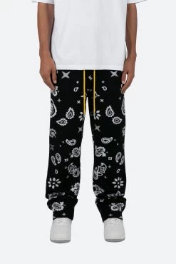 Paisley Knit Sweatpants - Black 13 Paisley Knit Sweatpants - Black -clothing Paisley Knit Sweatpants Black 3