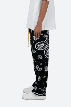 Paisley Knit Sweatpants - Black 15 Paisley Knit Sweatpants - Black -clothing Paisley Knit Sweatpants Black 5