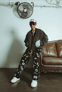 Paisley Knit Sweatpants - Black 17 Paisley Knit Sweatpants - Black -clothing Paisley Knit Sweatpants Black 7