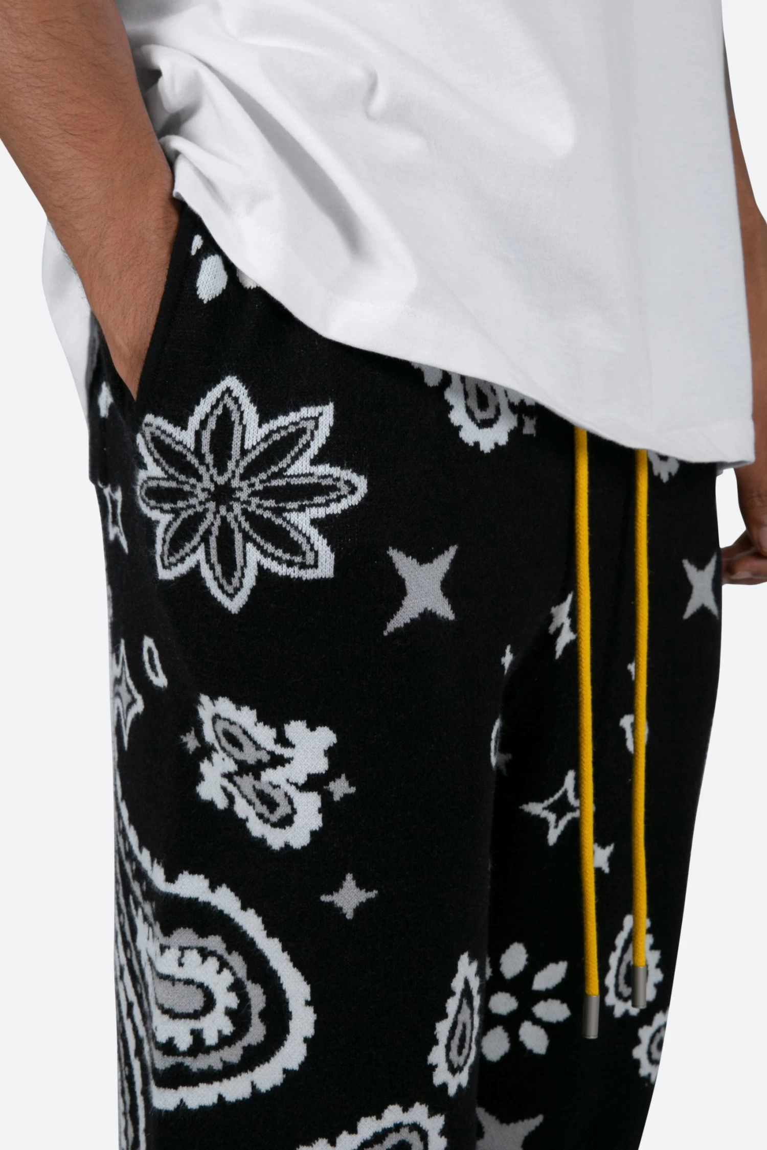 Paisley Knit Sweatpants - Black 10 Paisley Knit Sweatpants - Black - Image 8