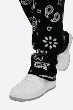 Paisley Knit Sweatpants - Black 19 Paisley Knit Sweatpants - Black -clothing Paisley Knit Sweatpants Black 9