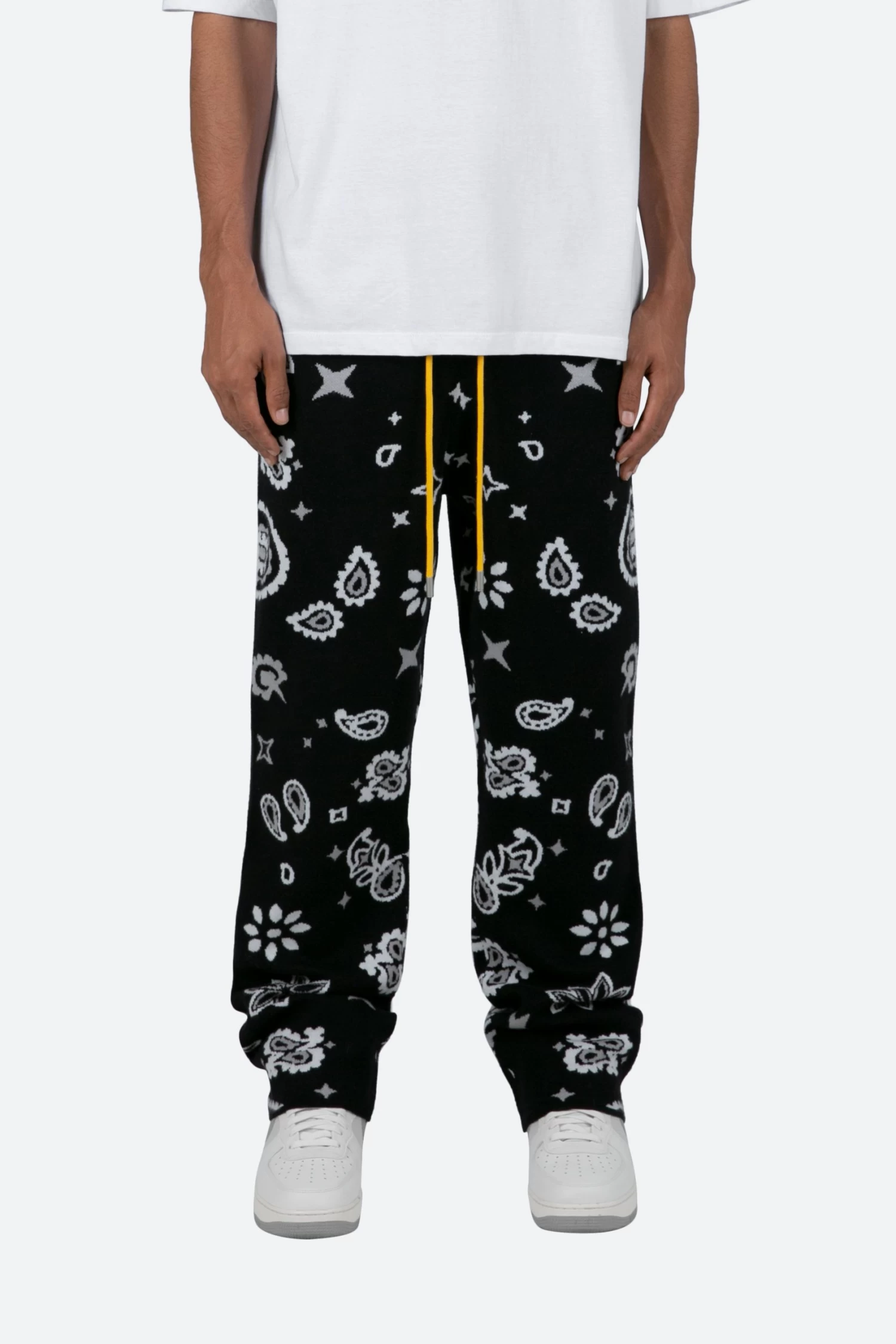 Paisley Knit Sweatpants - Black 3 Paisley Knit Sweatpants - Black