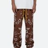 Paisley Knit Sweatpants - Brown -clothing Paisley Knit Sweatpants Brown