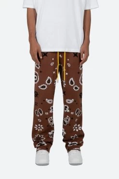 Paisley Knit Sweatpants - Brown