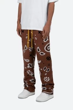 Paisley Knit Sweatpants - Brown 12 Paisley Knit Sweatpants - Brown -clothing Paisley Knit Sweatpants Brown 3