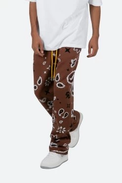 Paisley Knit Sweatpants - Brown 15 Paisley Knit Sweatpants - Brown -clothing Paisley Knit Sweatpants Brown 6