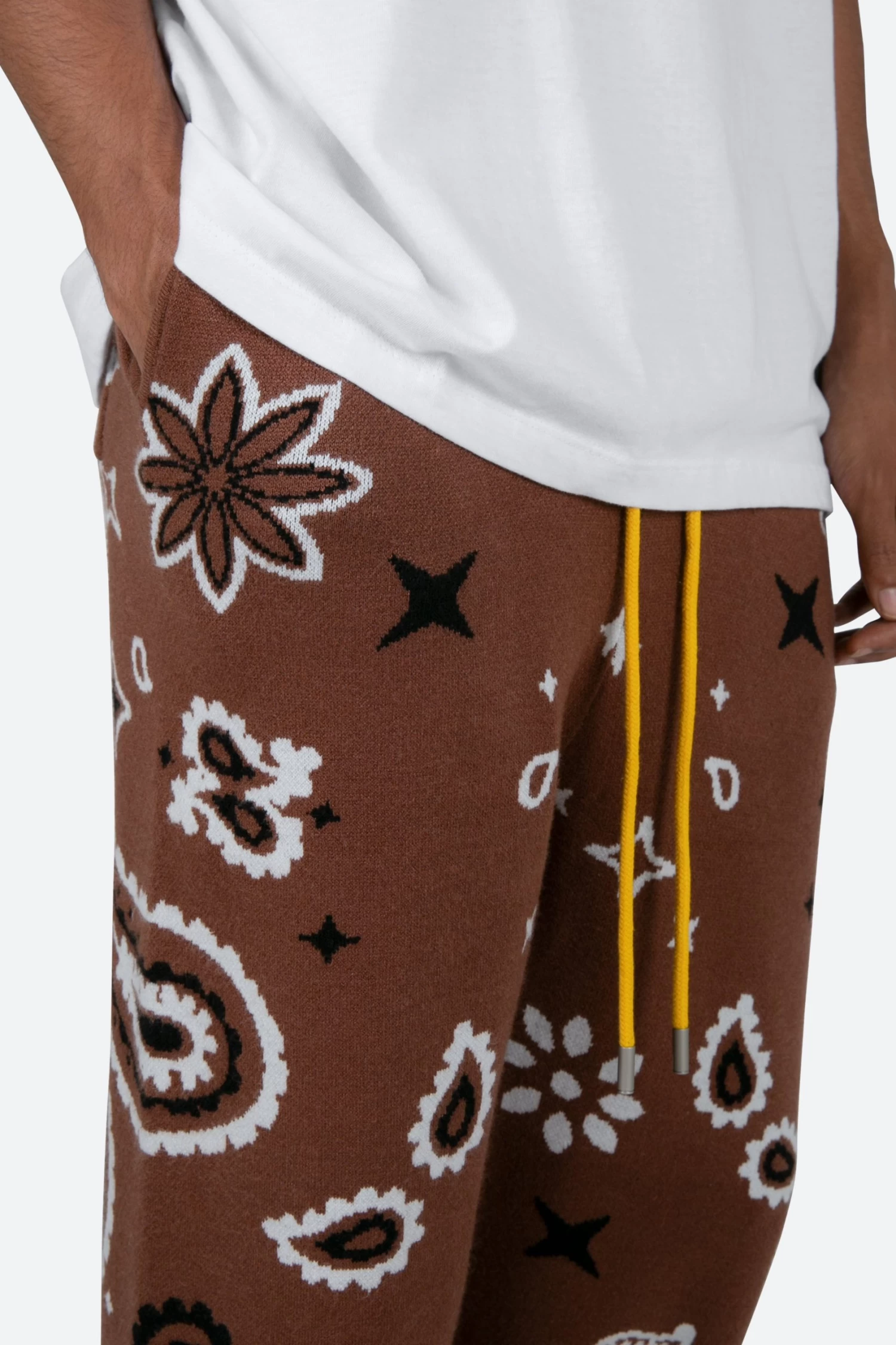 Paisley Knit Sweatpants - Brown 9 Paisley Knit Sweatpants - Brown - Image 7