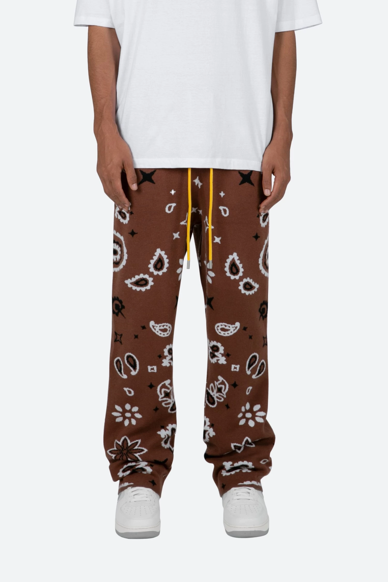 Paisley Knit Sweatpants - Brown 3 Paisley Knit Sweatpants - Brown