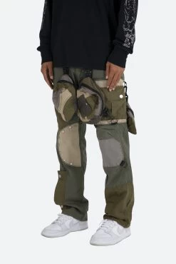 Patchwork Cargo Pants - Olive -clothing Patchwork Cargo Pants Olive 4