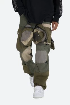 Patchwork Cargo Pants - Olive -clothing Patchwork Cargo Pants Olive 7