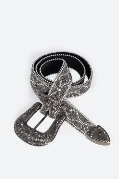Patterned Caviar Belt - Black