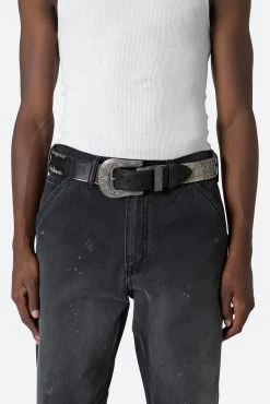 Patterned Turquoise Studded Belt - Black -clothing Patterned Turquoise Studded Belt Black 3