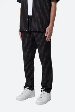 Pinstripe Drawcord Pants - Black -clothing Pinstripe Drawcord Pants Black 3