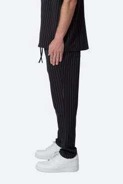 Pinstripe Drawcord Pants - Black -clothing Pinstripe Drawcord Pants Black 4