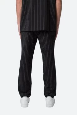 Pinstripe Drawcord Pants - Black -clothing Pinstripe Drawcord Pants Black 5