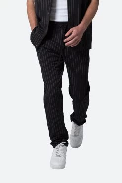 Pinstripe Drawcord Pants - Black -clothing Pinstripe Drawcord Pants Black 6