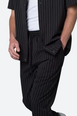 Pinstripe Drawcord Pants - Black -clothing Pinstripe Drawcord Pants Black 7