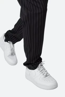 Pinstripe Drawcord Pants - Black -clothing Pinstripe Drawcord Pants Black 8