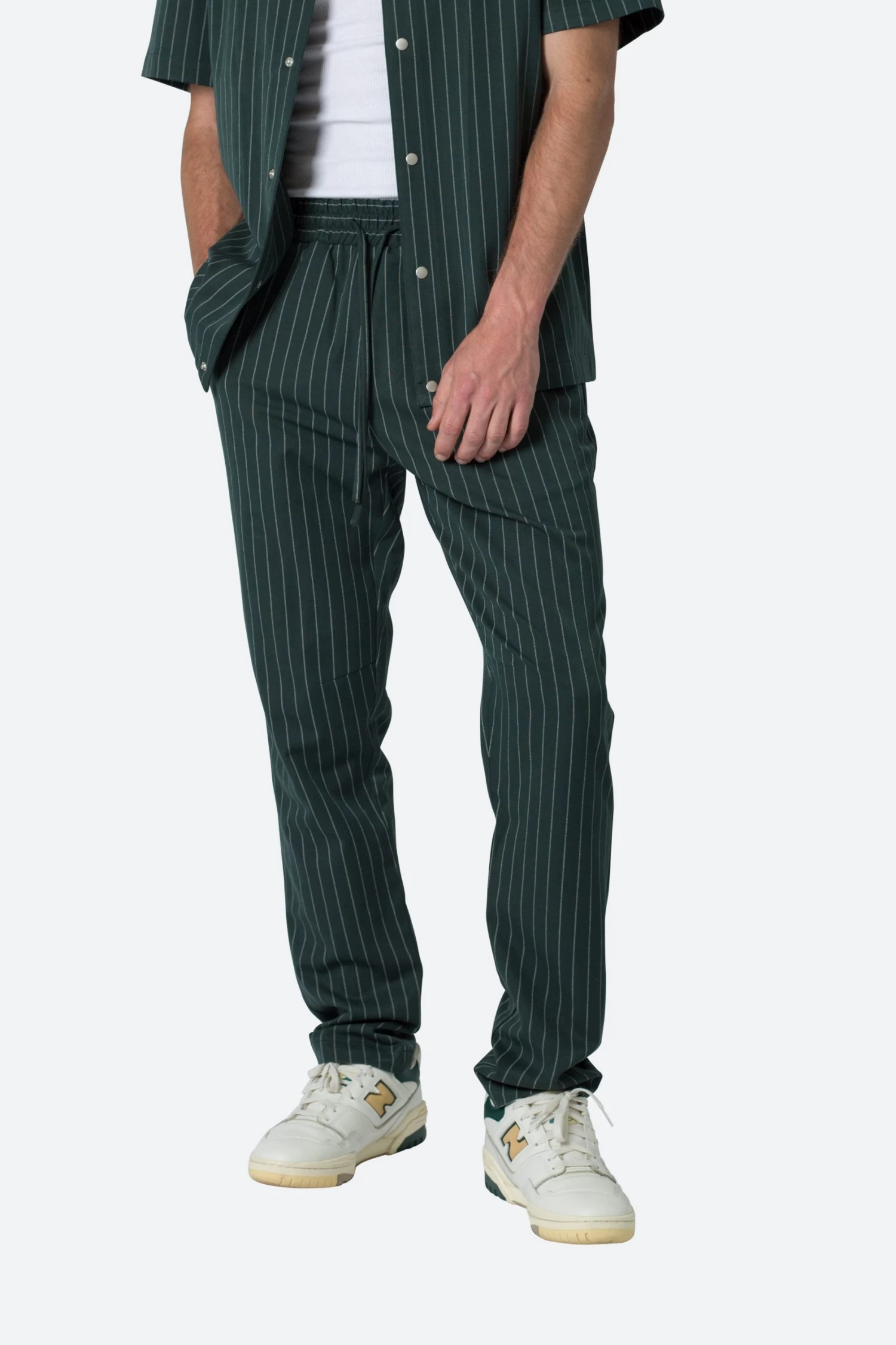 Pinstripe Drawcord Pants - Green 4 Pinstripe Drawcord Pants - Green - Image 2