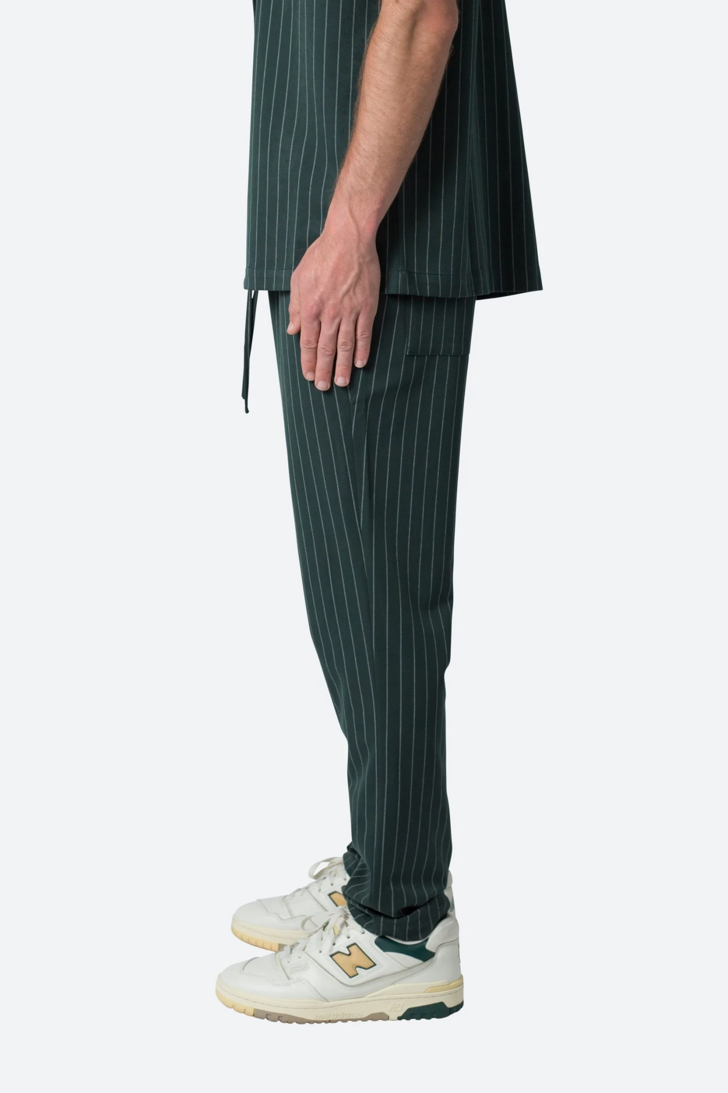 Pinstripe Drawcord Pants - Green 7 Pinstripe Drawcord Pants - Green - Image 5
