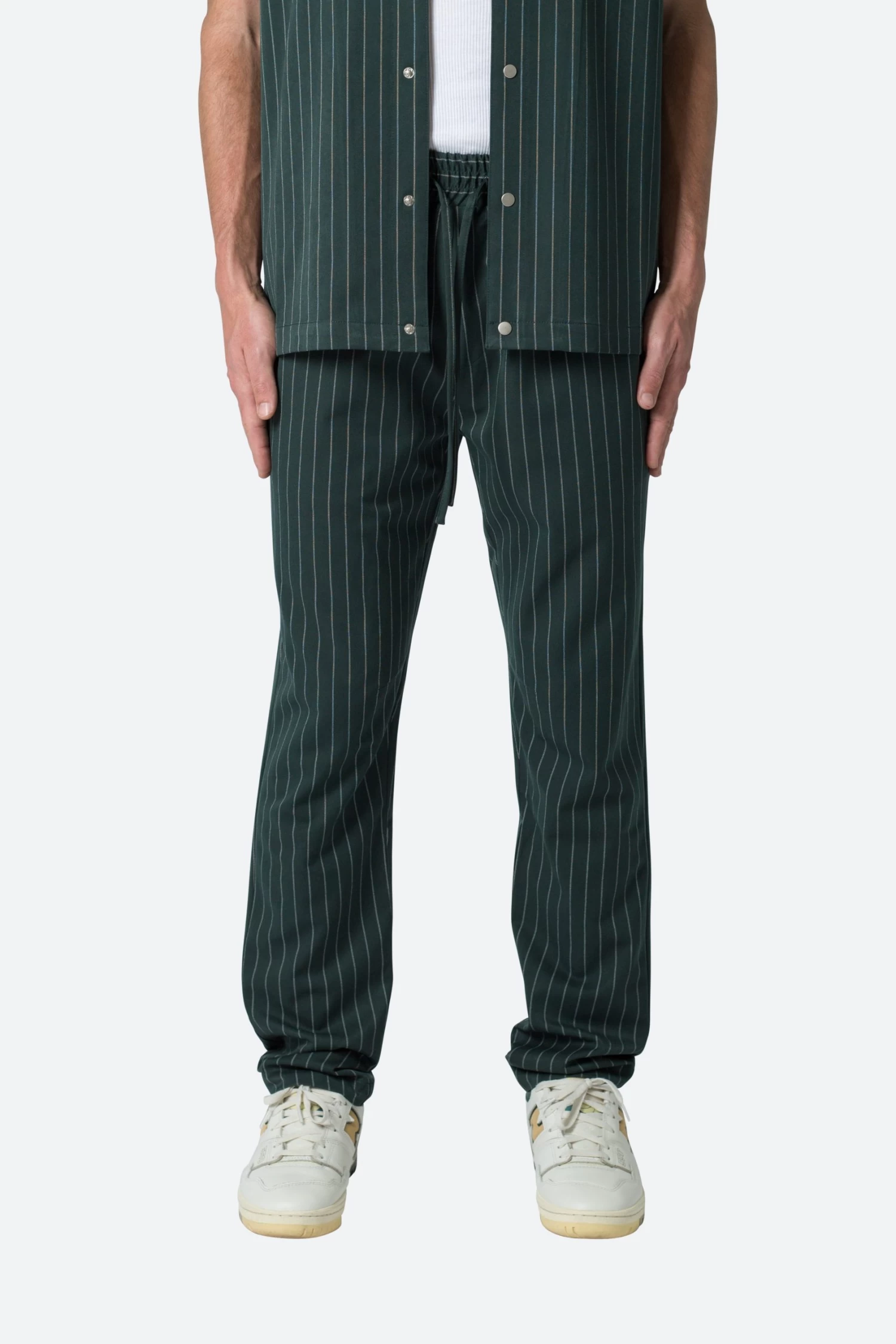 Pinstripe Drawcord Pants - Green 3 Pinstripe Drawcord Pants - Green