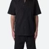 Pinstripe Short Sleeve Shirt - Black -clothing Pinstripe Short Sleeve Shirt Black