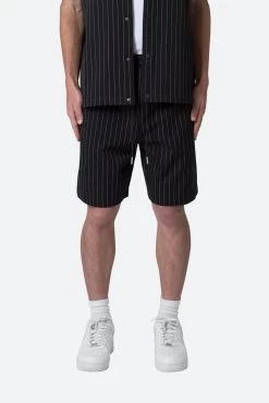 Pinstripe Shorts - Black -clothing Pinstripe Shorts Black 3