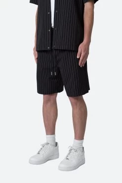 Pinstripe Shorts - Black -clothing Pinstripe Shorts Black 4
