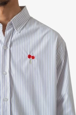 Poppy Striped Oxford Shirt - Blue/White -clothing Poppy Striped Oxford Shirt BlueWhite 8