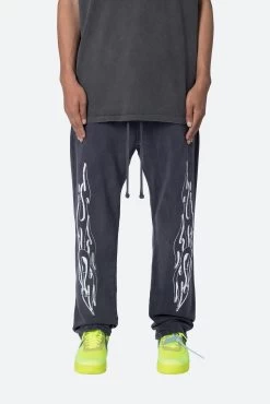 Relaxed Flame Sweatpants - Washed Black