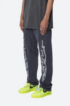 Relaxed Flame Sweatpants - Washed Black -clothing Relaxed Flame Sweatpants Washed Black 3