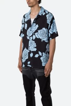 S/S Button Up Shirt - Rose Print -clothing SS Button Up Shirt Rose Print 3