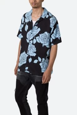 S/S Button Up Shirt - Rose Print -clothing SS Button Up Shirt Rose Print 6