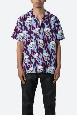 S/S Button Up Shirt - Skull Print