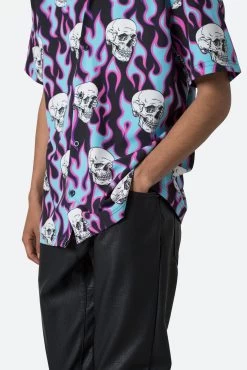 S/S Button Up Shirt - Skull Print -clothing SS Button Up Shirt Skull Print 8