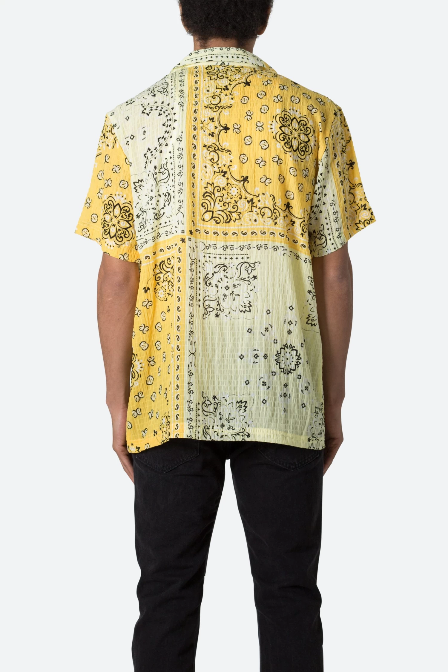 S/S Button Up Shirt - Yellow Bandana Paisley 7 S/S Button Up Shirt - Yellow Bandana Paisley - Image 5